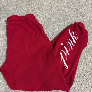 PINK Victoria's Secret Red Joggers with Logo